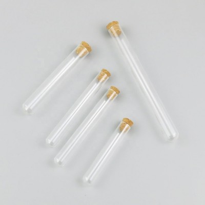 Wholesale  Clear Glass  Bottle  with Corks tubos de ensayo de vidrio Empty for Tea Gift Bottle test tube with lid