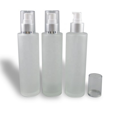 Hot sale 150 ml  frosted cosmetic glass  bottle skin care  lotion pump bottle