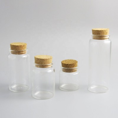 Wholesale 47mm Diameter Clear Cork  Glass Bottle Tube with Corks Empty for Tea Gift Bottle