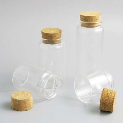 Wholesale 78MM Diameter Clear Cork Glass Vials Transparent 60ML Glass Bottle Tube with Corks Empty for Tea Gift Bottle