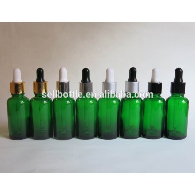 30Ml glass bottle medicated oil with eye dropper green empty essential oil bottles