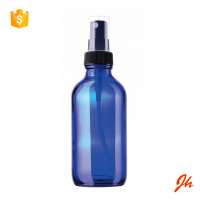 Hot sale 15 ml 30 ml 60 ml 120 ml blue essential oil boston round spray glass bottle with pump sprayer