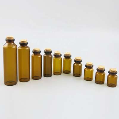 Wholesale Brown Glass Bottle  with Wood Cork Stoppers  Empty for Tea Gift Medicine Liquid Bottle