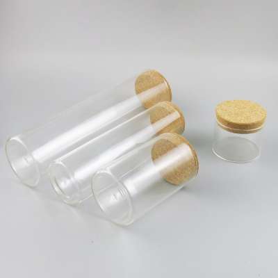 Wholesale 150ml 350ml 750ml 1000ml  Glass Bottle Tube with Corks Empty for Tea Gift Bottle