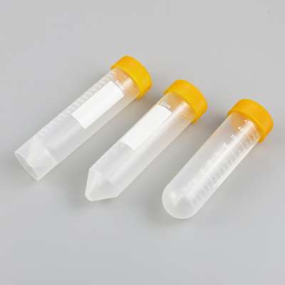 Good quality 50ml plastic test tube with screw cap liquid meidical bottle