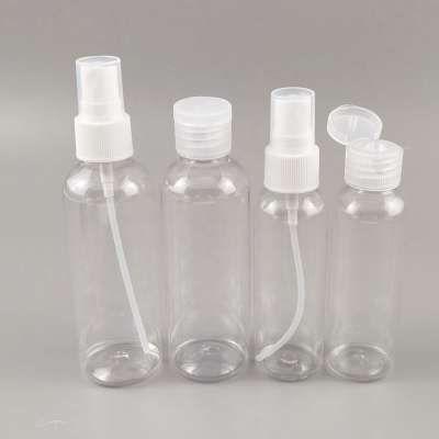 Wholesale plastic 60ml 100ml plastic flip top and spray bottle for disinfectant alcohol shampoo lotion container