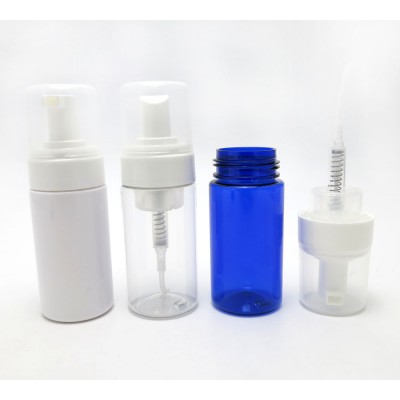 Hot sale high quality white blue trans[arent clear tanning lotion emulsion pump 60ml plastic foam bottle with pump