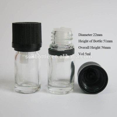 glass oil bottle with black anti-theft cap 5ml